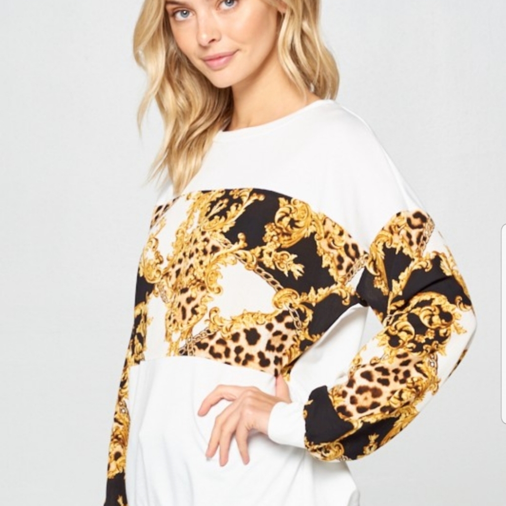 New!!  French Terry Sweatshirt NWT 🐆💛 - Picture 3 of 4